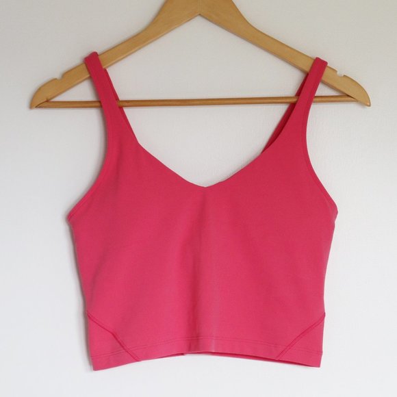 Pink V-Neck Lululemon Align Crop Top Sports Bra - Picture 1 of 4